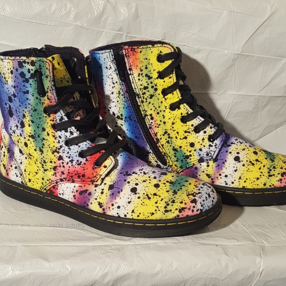 π π NEW RARE DR. MARTENS Hackney Paint Splatter Boots Rainbow! ππ - Picture 2 of 7